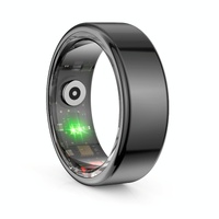 Smart Ring With Heart Rate Blood Oxygen Sleep Monitoring &amp; Sports Modes - Size 8 - Black
