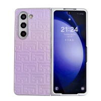 Geometric Gradient Leather Phone Case for Samsung Galaxy z Fold 4 5g - Pearlescent Finish - Purple
