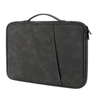 Grey Sheepskin Leather Bag for 12.9-13 Inch Laptops - Portable and Stylish