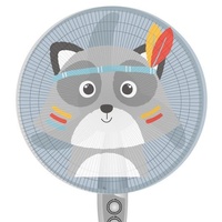 18-inch Cartoon Children&#39;s Electric Fan with All-inclusive Mesh Protection Net and Anti-pinch Hand Cover - Little Gray Wolf