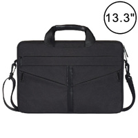 Stylish Zipper Laptop Bag with Shoulder Strap - Durable &amp; Breathable - Black