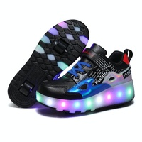 Rechargeable Light Wheel Skating Shoes for Kids - Size 36 Two-wheeled - Blue