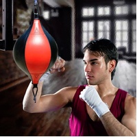 Adult Hanging Speed Ball For Boxing Fitness - Free Punching Bag - Drawstring Red &amp; Black