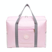 Folding Travel Bag with Trolley Case for Luggage - Pink