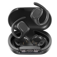 Waterproof Wireless Sports Bluetooth Earphones with Led Display - Black