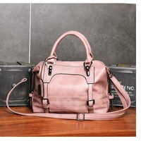 Soft Faced Casual Handbag - Large Diagonal Shoulder Bag - Pink