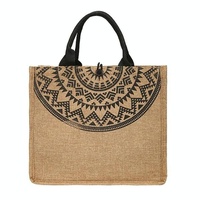 Simple Linen Tote Bag with Large Capacity - Style Print - Semicircle