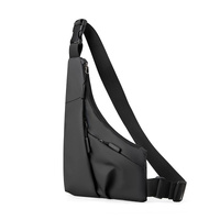 Leather Anti Theft Triangle Bag Secure Crossbody Chest Bag - Black