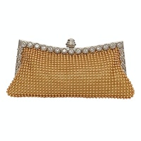 Rhinestone Evening Clutch for Ladies - Beaded Banquet Bag - Gold
