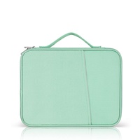 Leather Portable Bag with Cloth Texture - Green