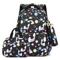 Kids Backpack Set with Lunch Bag &amp; Pencil Case - 3 in 1 - Black