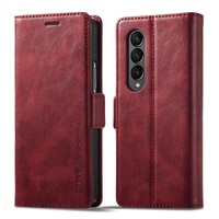 Rfid Leather Phone Case for Samsung Galaxy z Fold 4 / 5g - Secure &amp; Stylish - Red