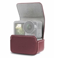 Waterproof Mini Leather Case for Dji Action Gopro Sjcam Xiaomi Mi Jia - Storage Box - Coffee