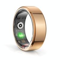 Smart Ring With Heart Rate Blood Oxygen Sleep Monitoring &amp; Sports Modes - Size 8 - Gold