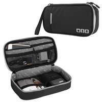 Portable Multi-functional Headphone Charger and Data Cable Storage Bag with Power Pack - 24 x 12 x 5cm - Black