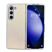 Geometric Gradient Leather Phone Case for Samsung Galaxy z Fold 4 5g - Pearlescent Finish - Gold