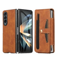 Leather Folding Phone Case for Samsung Galaxy z Fold 4 - Brown
