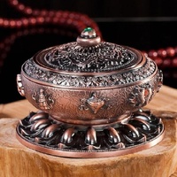 Large Pale Red Eight Treasure Incense Burner Decoration
