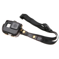 Leather Housing Case with Neck Strap and Buttons for Gopro Hero7 / 6 / 5 - Black - Black
