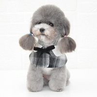 Dog Shawl Small Cloak Pet Bow Ttie Saliva Towel Pet Accessories - Size M - Black White Grid