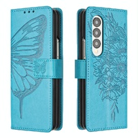 Butterfly Embossed Leather Phone Case - Blue