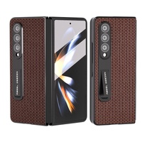 Premium Leather Phone Case with Holder for Samsung Galaxy z Fold 4 / 5g - Luxury Design - Coffee
