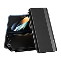 Samsung Galaxy z Fold 4 Leather Phone Case with Pen Slot - Shockproof - Black