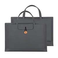 Waterproof Elastic Button Laptop Handbag - Pu Material - Grey - 15.4/16 Inch
