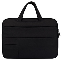 15.6 Inch Laptop Tablet Bag with Multiple Pockets and Soft Oxford Cloth Handle - Black
