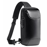 Carbon Fiber Anti Theft Waterproof Crossbody Chest Bag For Men &amp; Women 34 X 18 X 10Cm - Black