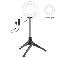 12cm Ring Light &amp; Desktop Tripod Selfie Stick Mount with Usb Led Ring Selfie Beauty Vlogging Photography Video Lights Kit in Black