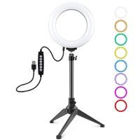 6.2 Usb Led Ring Light with 10 Modes &amp; Desktop Tripod Mount - Black