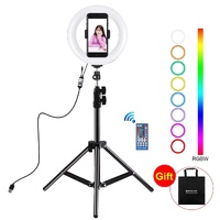 7.9 Usb Rgb Light with Dual Colour Temperature &amp; Tripod Mount for Vlogging and Selfie Photography - Black