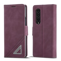 Leather Dual Side Buckle Phone Cover for Samsung Galaxy z Fold 4 - Wine Red