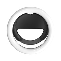 Clip-on Half-ring Fill Light for 10cm Mobile Phones - Black