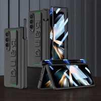 Foldable Phone Case with Magnetic Hinge and Wrist Strap for Samsung Galaxy z Fold 4 - Portable and Secure - Black