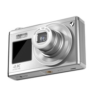 4K Hd Optical Zoom Digital Camera 60Mp Dual Screen Selfie Camera No Memory - Silver