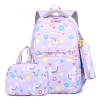 Kids Backpack Set with Lunch Bag &amp; Pencil Case - 3 in 1 - Purple