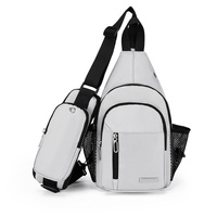 Men Oxford Cloth Chest Bag Casual Crossbody Shoulder Backpack - Light Grey