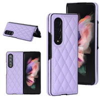 Foldable Microfiber Phone Case for Samsung Galaxy z Fold 4 - Rhombic Design - Purple