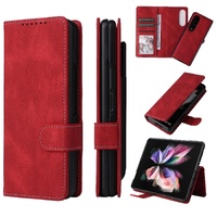 Foldable Leather Case for Samsung Galaxy z Fold 4 / 5g - Detachable - Red