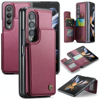 Leather Rfid Phone Case for Samsung Galaxy z Fold 4 5g - Wine Red
