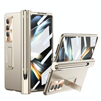 Foldable Phone Case with Pen Slot for Samsung Galaxy z Fold 4 - Electroplated - Gold