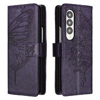 Butterfly Embossed Leather Phone Case - Dark Purple