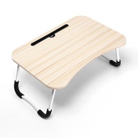 Portable Folding Desk with Fan &amp; Lamp - Compact Design - White Maple