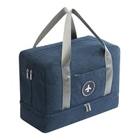 Travel-ready Waterproof Beach Bag with Double Layer Design - Navy Blue