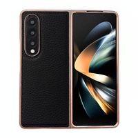 Star Series Nano Electroplating Pu Case for Samsung Galaxy z Fold 4 - Black