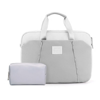 Computer Handheld Messenger Bag for Apple Macbook / Huawei / Xiaomi / Basne - Ladder Hand Gray + Gray Pu Power Package