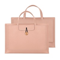 Waterproof Elastic Button Laptop Handbag - Pu Material - Rose Pink - 13.3/14 Inch
