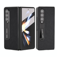 Premium Leather Phone Case with Holder for Samsung Galaxy z Fold 4 / 5g - Luxury Design - Black